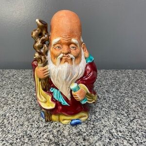 Vintage Japanese FUKUROKUJU, God Of Wisdom Longevity & Happiness Statue Asian